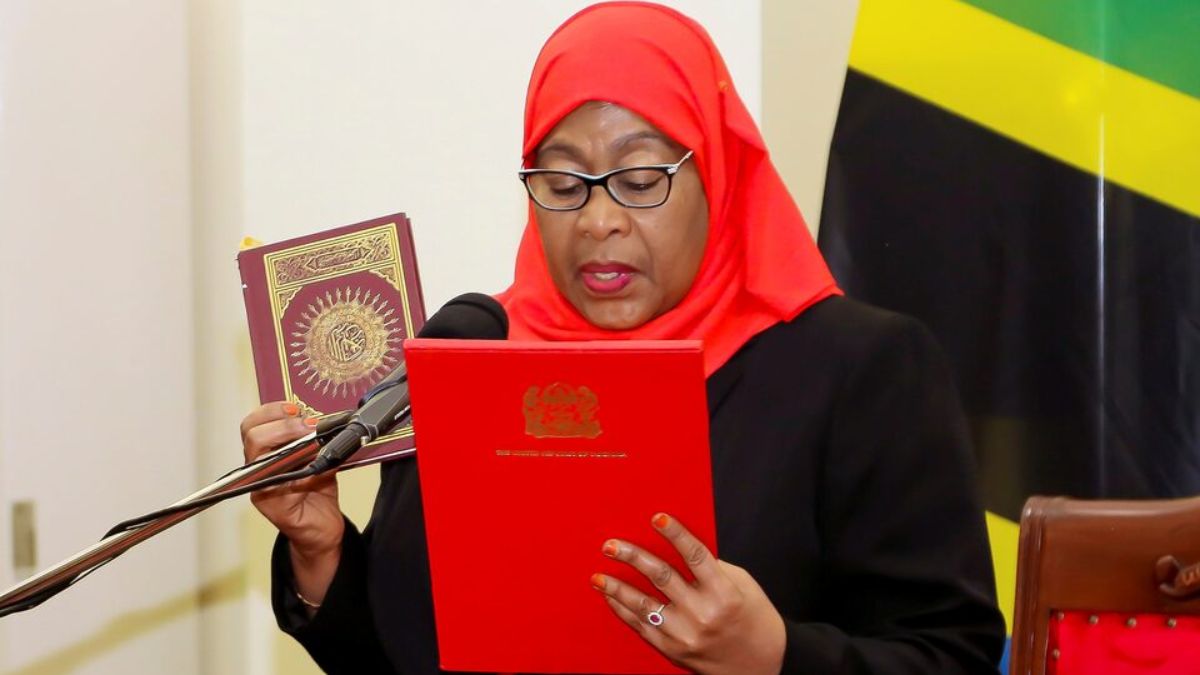 Tanzania's new President Samia Suluhu Hassan takes oath of office following the death of her predecessor John Pombe Magufuli at State House in Dar es Salaam, Tanzania March 19, 2021. REUTERS Tanzania's new President Samia Suluhu Hassan takes oath of office following the death of her predecessor John Pombe Magufuli at State House in Dar es Salaam, Tanzania March 19, 2021. REUTERS