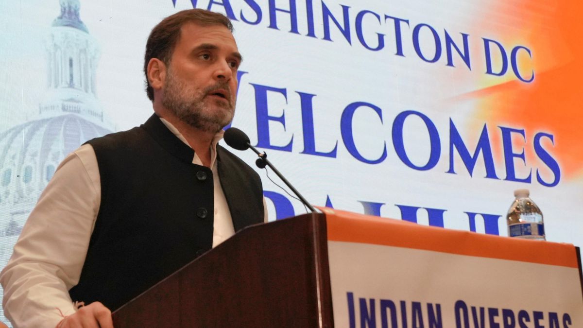 Congress MP Rahul Gandhi addresses the Indian Diaspora, in Washington DC, USA, September 10, 2024. PTI Congress MP Rahul Gandhi addresses the Indian Diaspora, in Washington DC, USA, September 10, 2024. PTI