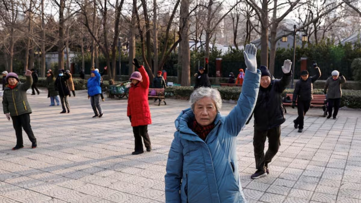 FILE PHOTO: Elderly people dance at a park in Beijing, China January 16, 2024. REUTERS FILE PHOTO: Elderly people dance at a park in Beijing, China January 16, 2024. REUTERS