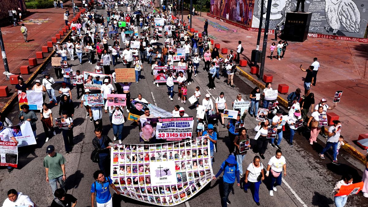 In this aerial view people belonging to collectives of missing persons march during a march on the International Day of the Victims of Enforced Disappearances, in Guadalajara, Jalisco state, Mexico, on August 30, 2024. AFP In this aerial view people belonging to collectives of missing persons march during a march on the International Day of the Victims of Enforced Disappearances, in Guadalajara, Jalisco state, Mexico, on August 30, 2024. AFP