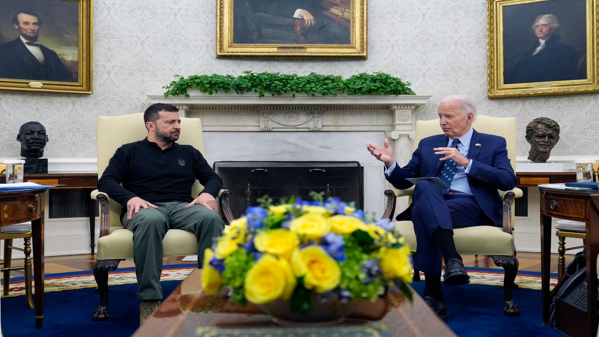 President Joe Biden meets Ukraine's President Volodymyr Zelenskyy in the Oval Office of the White House in Washington, on Thursday. AP President Joe Biden meets Ukraine's President Volodymyr Zelenskyy in the Oval Office of the White House in Washington, on Thursday. AP