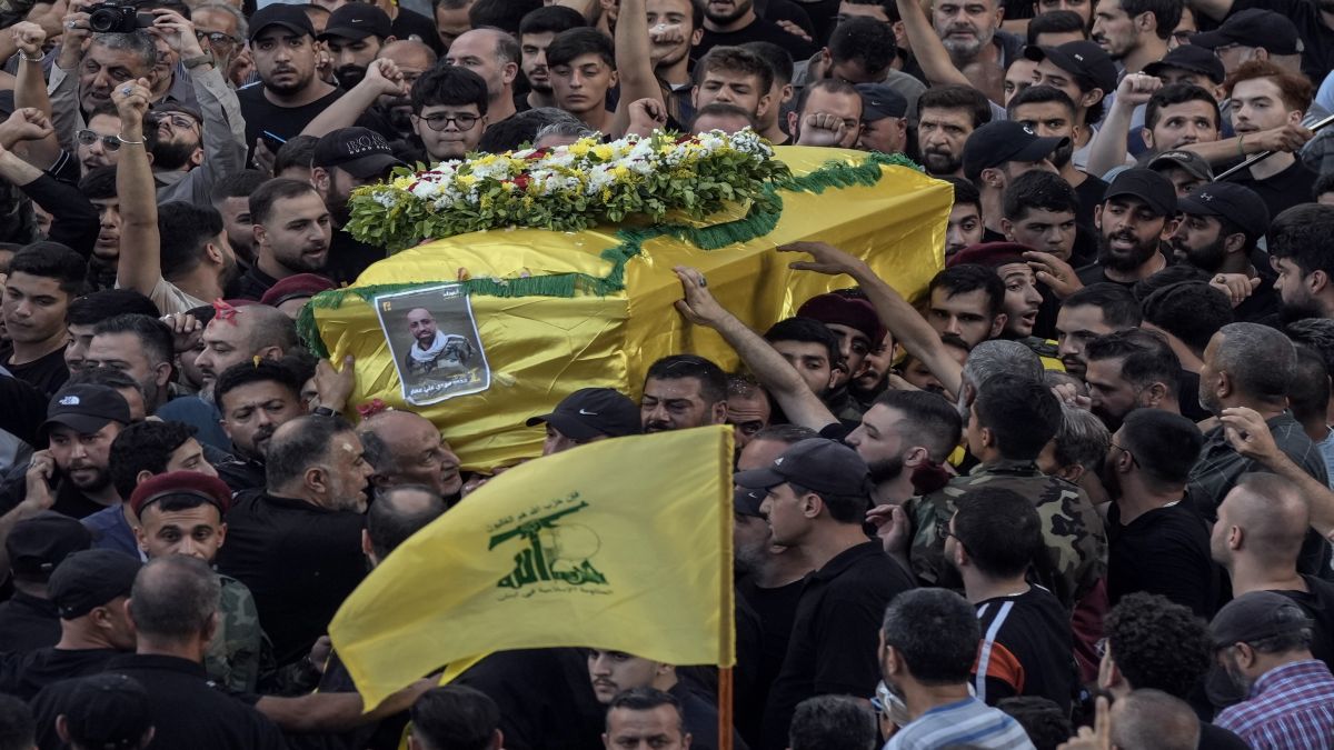 Mourners carry the coffin of Mohammed Mahdi, son of Hezbollah legislator Ali Ammar, who was killed Tuesday after his handheld pager exploded, in the southern suburb of Beirut, Lebanon. AP Mourners carry the coffin of Mohammed Mahdi, son of Hezbollah legislator Ali Ammar, who was killed Tuesday after his handheld pager exploded, in the southern suburb of Beirut, Lebanon. AP