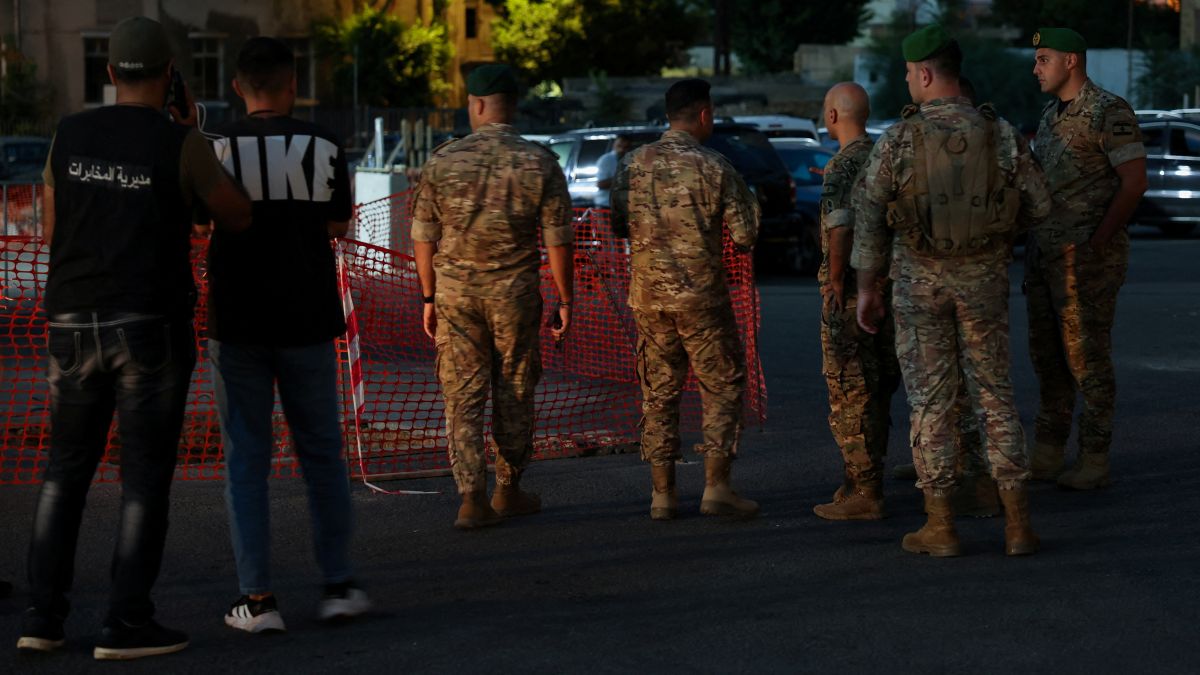 Lebanese army members outside the American University of Beirut Medical Center, in Beirut, Lebanon after a series of pagers and walkie-talkies blew up over two days. Reuters Lebanese army members outside the American University of Beirut Medical Center, in Beirut, Lebanon after a series of pagers and walkie-talkies blew up over two days. Reuters