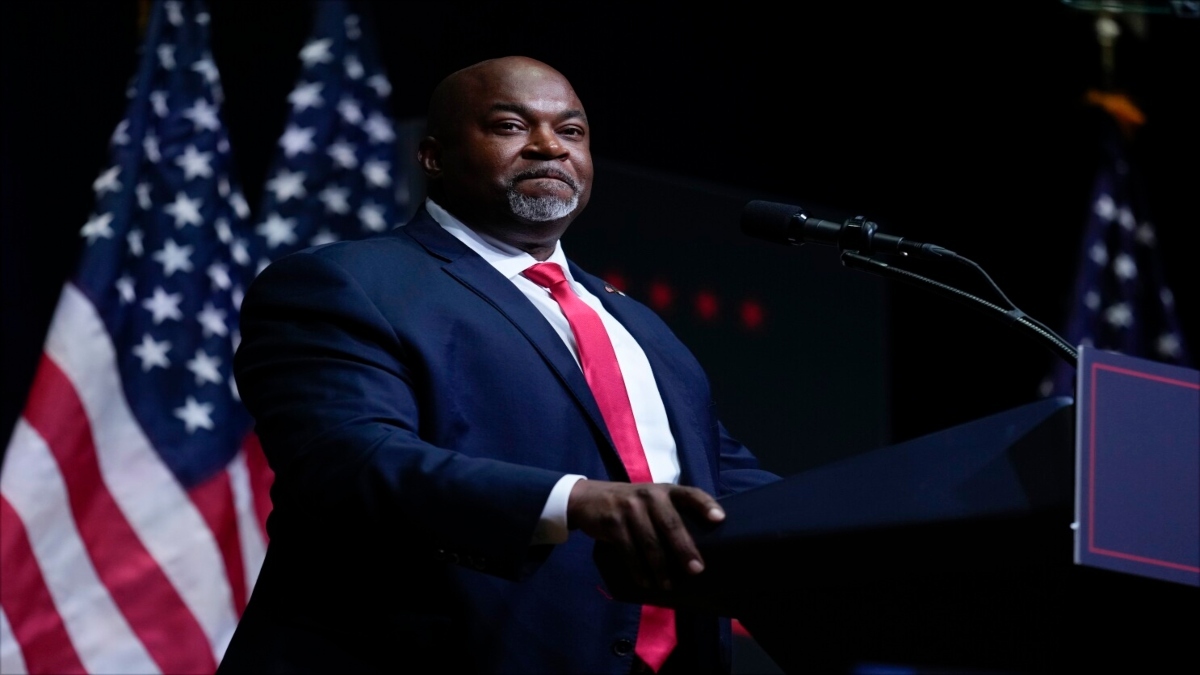 North Carolina Lt. Gov. Mark Robinson speaks before Republican presidential nominee former President Donald Trump at a campaign rally in Asheville, N.C., Aug. 14, 2024. File Image: AP North Carolina Lt. Gov. Mark Robinson speaks before Republican presidential nominee former President Donald Trump at a campaign rally in Asheville, N.C., Aug. 14, 2024. File Image: AP