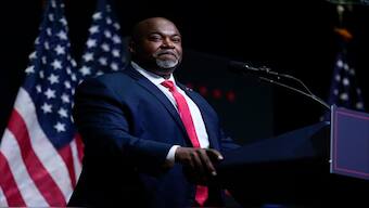  North Carolina Lt. Gov. Mark Robinson speaks before Republican presidential nominee former President Donald Trump at a campaign rally in Asheville, N.C., Aug. 14, 2024. File Image: AP