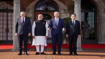 US  President Joe Biden, Japan's Prime Minister Fumio Kishida, Australia's Prime Minister Anthony Albanese and India's Prime Minister Narendra Modi take part in a Quad leaders summit family photo in Claymont, Delaware, U.S., September 21, 2024. Reuters
