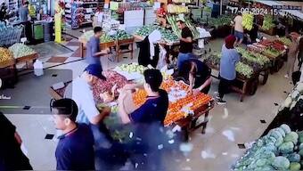 A man's bag explodes in a supermarket in Beirut, Lebanon on September 17 in this screen grab from a video obtained from social media. Thousands of pagers exploded across the country, injuring Hezbollah fighters. Reuters