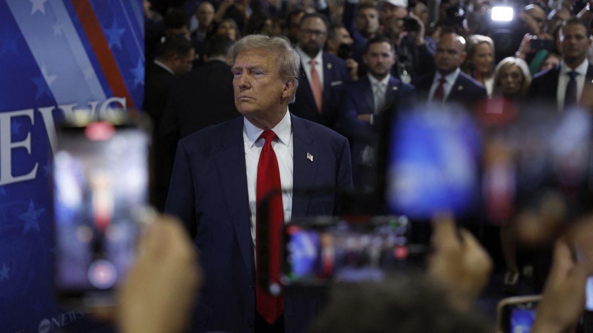 Republican presidential nominee and former President Donald Trump speaks to reporters in the spin room after a presidential debate between him and Democratic presidential nominee Vice President Kamala Harris in Philadelphia. Harris attacked her rival over the controversial Project 2025, which Trump has been disassociating himself from. Reuters Republican presidential nominee and former President Donald Trump speaks to reporters in the spin room after a presidential debate between him and Democratic presidential nominee Vice President Kamala Harris in Philadelphia. Harris attacked her rival over the controversial Project 2025, which Trump has been disassociating himself from. Reuters