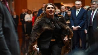 King Charles is heckled by Australian politician Senator Lidia Thorpe before she was escorted away by security at the Australian Parliament House for Ceremonial Welcome and Parliamentary Reception, Canberra, Australia October 21, 2024. Reuters
