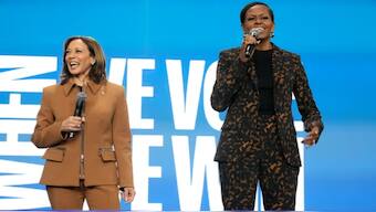 Former first lady Michelle Obama speaks at a campaign rally for democratic presidential nominee Vice President Kamala Harris at the Wings Event Center, in Kalamazoo, Michigan.  File Image: AP