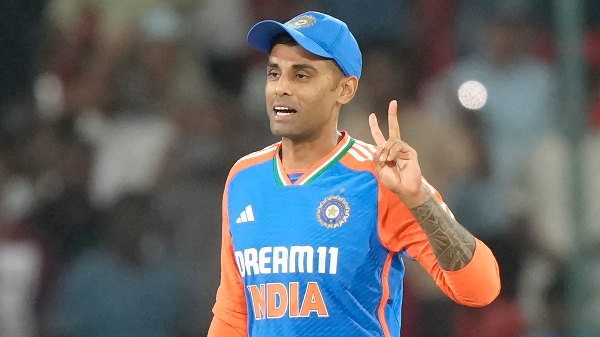 India's captain Suryakumar Yadav celebrates after beating Bangladesh in the third T20I against England in Hyderabad. Image: AP India's captain Suryakumar Yadav celebrates after beating Bangladesh in the third T20I against England in Hyderabad. Image: AP