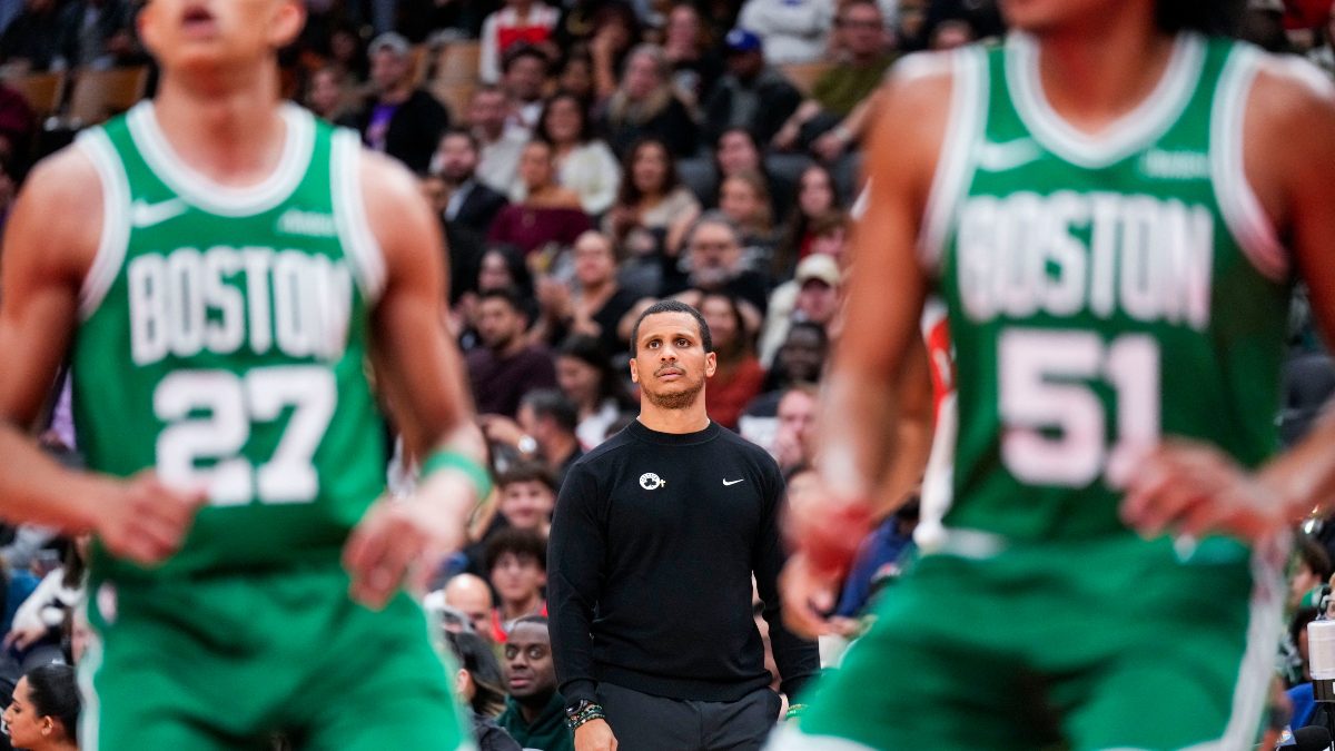 Boston Celtics head coach Joe Mazzulla looks on from the bench in a pre-season game against the Toronto Raptors. Reuters Boston Celtics head coach Joe Mazzulla looks on from the bench in a pre-season game against the Toronto Raptors. Reuters