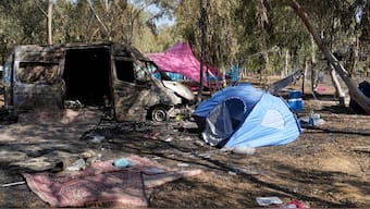 The site of the Nova music festival where revelers were killed and kidnapped on October 7 during the cross-border attack by Hamas militants is seen near Kibbitz Reim, southern Israel. AP