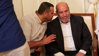 Hamas official Khalil Al-Hayya sits at a mourning house for assassinated Hamas chief Ismail Haniyeh in Doha, Qatar, August 2, 2024. File Image/Reuters