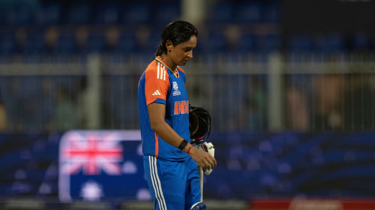 Captain Harmanpreet Kaur walks off dejectedly following India's nine-run defeat at the hands of Australia in their Women's T20 World Cup Group A match in Sharjah. AP Captain Harmanpreet Kaur walks off dejectedly following India's nine-run defeat at the hands of Australia in their Women's T20 World Cup Group A match in Sharjah. AP