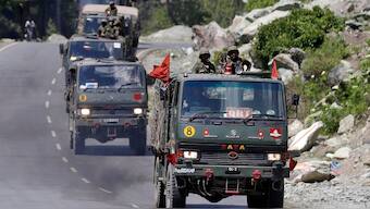 An Indian Army convoy moves along a highway leading to Ladakh, at Gagangeer in Kashmir's Ganderbal district. Source: REUTERS | FILE.
