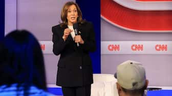 Democratic presidential candidate and US Vice President Kamala Harris speaks during a CNN town hall event in Aston, Delaware County, Pennsylvania, US, October 23, 2024. Source: REUTERS.