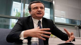 Kosovo Prime Minister Albin Kurti in Warsaw on October 3. AP File