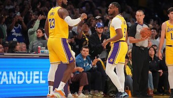 Los Angeles' LeBron James and Bronny James became the first father-son pair to play together in the NBA. AP 