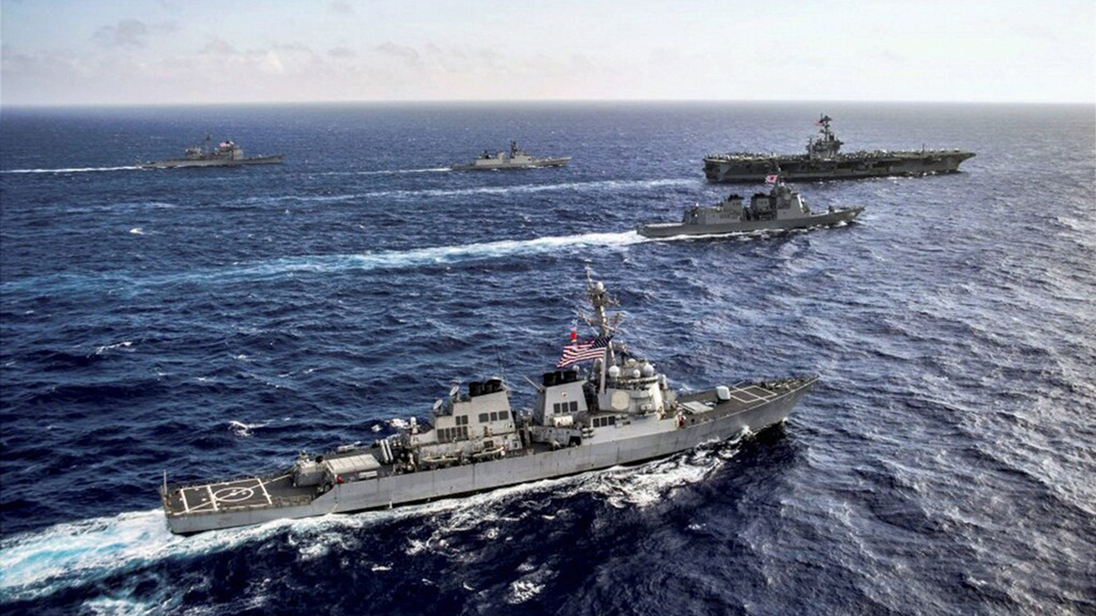 (File) Ships during the sea phase of tri-Nation Malabar 2017 Exercise comprising India, Japan and US navies, in Bay of Bengal near Chennai coast. PTI (File) Ships during the sea phase of tri-Nation Malabar 2017 Exercise comprising India, Japan and US navies, in Bay of Bengal near Chennai coast. PTI