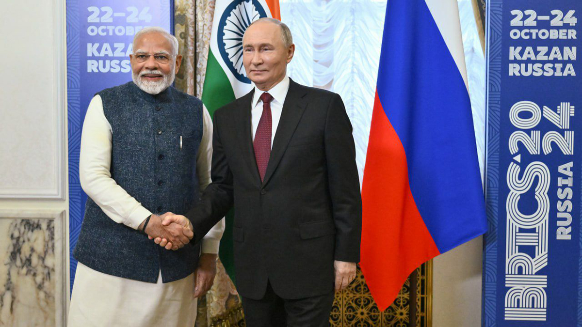 Prime Minister Narendra Modi with Russian President Vladimir Putin in Kazan, Russia on October 22, 2024. Prime Minister Narendra Modi with Russian President Vladimir Putin in Kazan, Russia on October 22, 2024.