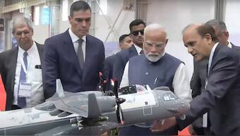 Prime Minister Narendra Modi and Spanish Prime Minister Pedro Sanchez visit the TATA Aircraft Complex after its inauguration, in Vadodara, Gujarat on October 28, 2024. PTI