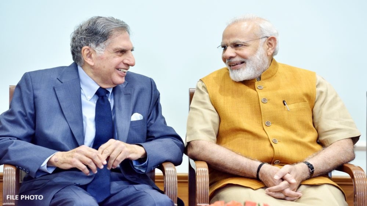 Prime Minister Narendra Modi with industrialist Ratan Tata. Image Courtesy: @narendramodi Prime Minister Narendra Modi with industrialist Ratan Tata. Image Courtesy: @narendramodi