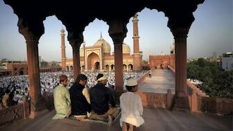 Muslim devotees offer prayers on the occasion of Eid-ul-Adha, at Jama Masjid in New Delhi, June 17, 2024. (PTI Photo)