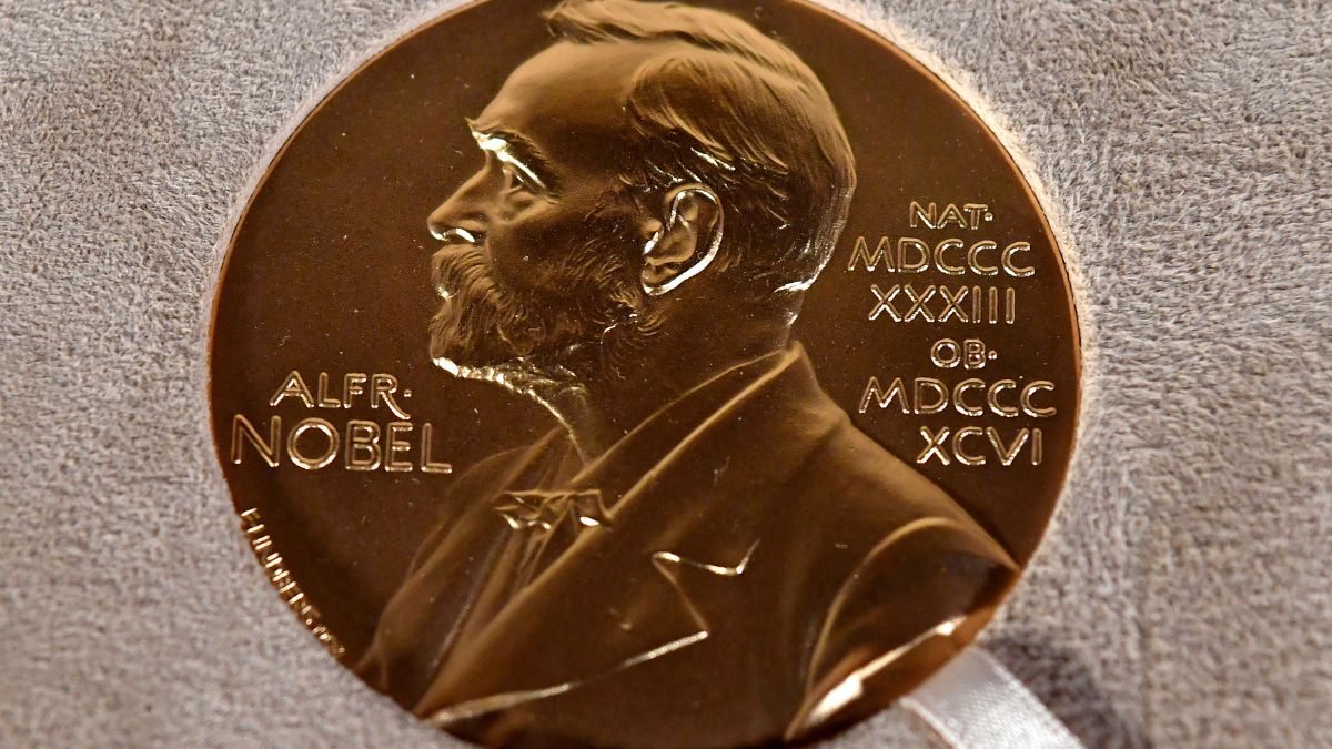 A Nobel medal is displayed during a ceremony in New York. AP A Nobel medal is displayed during a ceremony in New York. AP