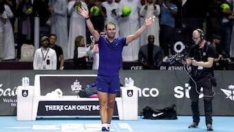 Rafael Nadal will now face Novak Djokovic on Saturday at Six Kings Slam. Image: Reuters