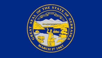 Nebraska's state flag features its state seal. Image courtesy: Wikimedia Commons