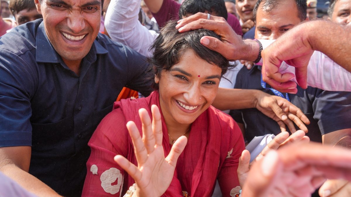 Congress candidate Vinesh Phogat won the Julana seat at the Haryana Assembly Elections. PTI Congress candidate Vinesh Phogat won the Julana seat at the Haryana Assembly Elections. PTI