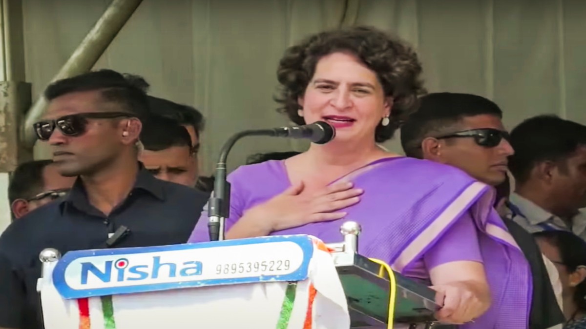 Congress leader Priyanka Gandhi Vadra addresses a nomination rally for the upcoming Wayanad Lok Sabha bypoll, in Wayanad, Kerala, Wednesday, October 23, 2024. PTI Congress leader Priyanka Gandhi Vadra addresses a nomination rally for the upcoming Wayanad Lok Sabha bypoll, in Wayanad, Kerala, Wednesday, October 23, 2024. PTI