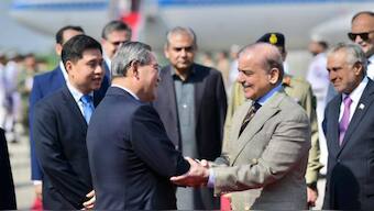 Pakistan Prime Minister receives Chinese Premier Li Qiang at Islamabad airport ahead of 2024 SCO Summit. Source: X | @CMShehbaz
