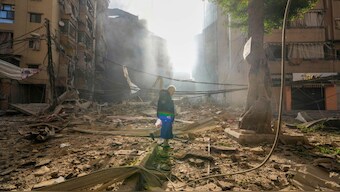 Smoke rises from the site of an Israeli airstrike in Dahiyeh, Beirut, Lebanon, Thursday, Oct. 3, 2024. Photo- AP