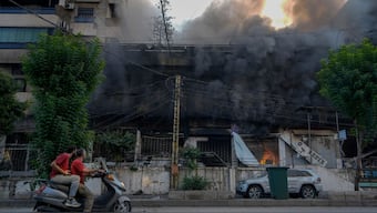 Smoke rises from a destroyed building at the site of an Israeli airstrike in Dahiyeh, Beirut, Lebanon, Sunday, Oct. 6, 2024.- Photo- AP
