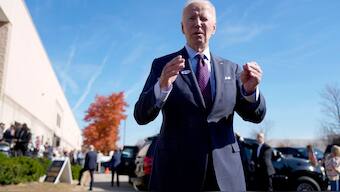 President Joe Biden speaks with reporters after casting his early-voting ballot for the 2024 general elections, Monday, Oct. 28, 2024, at a polling station in New Castle, Del.  Image- AP