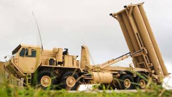 A U.S. Army Terminal High Altitude Area Defense (THAAD) weapon system is seen on Andersen Air Force Base, Guam. File- Reuters