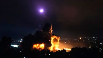 Flames rise from Israeli airstrikes in Dahiyeh, Beirut, Lebanon, Friday, Oct. 4, 2024.- Photo- AP