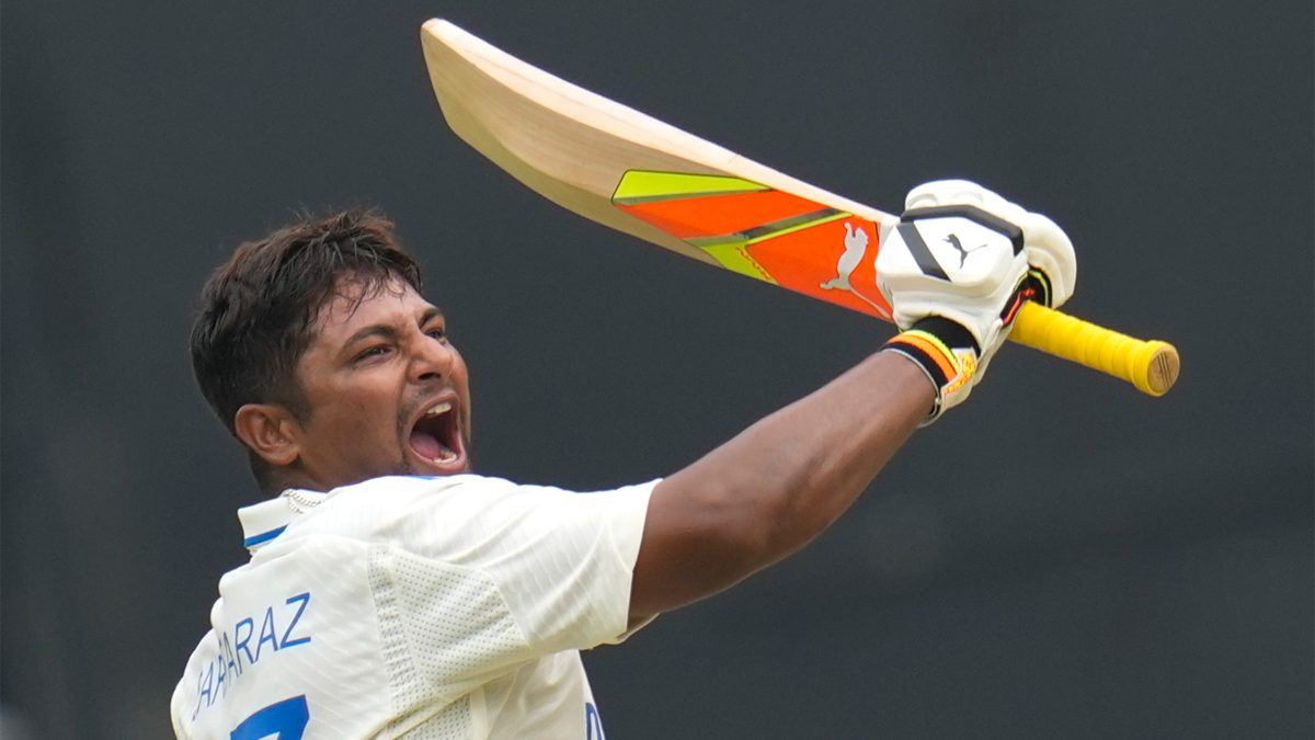 Sarfaraz Khan smashes maiden international century in first Test against New Zealand in Bengaluru Sarfaraz Khan smashes maiden international century in first Test against New Zealand in Bengaluru