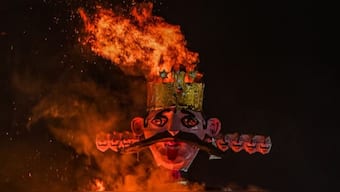 The effigy of Ravana is burnt on Dussehra festival, also known as Vijaydashmi, to mark the slaying of the King of Lanka by Lord Rama in Ramayana. (Photo: AFP)