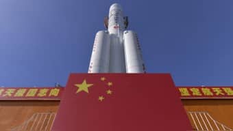 In this photo, a Long March-5 rocket is seen at the Wenchang Space Launch Center in south China’s Hainan Province. (Photo: AP)