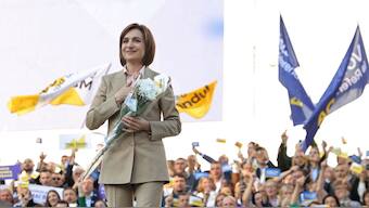 Moldova President Maia Sandu, who is also leading in the presidential election, attends a campaign rally in Chisinau, Moldova, on September 20, 2024. (Photo: Reuters)