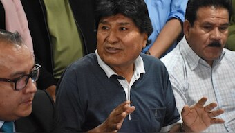 Bolivia's former President Evo Morales during a press conference. File Image / AFP