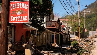 The aftermath of Hurricane Helene in Chimney Rock Village, North Carolina. AP
