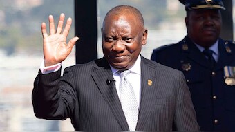 Cyril Ramaphosa at the Union Buildings in Tshwane, South Africa. AP
