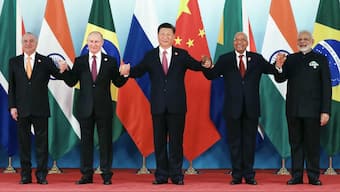 From left, Brazil's President Michel Temer, Russia’s Vladimir Putin, Chinese President Xi Jinping, South Africa's Jacob Zuma and Prime Minister Narendra Modi during the Brics summit in Xiamen, in southeastern China's Fujian province, on September 4, 2017. File Photo/AP