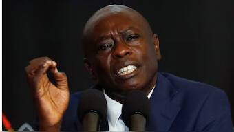 Kenya's Deputy President Rigathi Gachagua speaks during a press conference, ahead of lawmakers' vote over his impeachment motion at his residence in Karen, Nairobi Kenya, October 7, 2024. REUTERS/