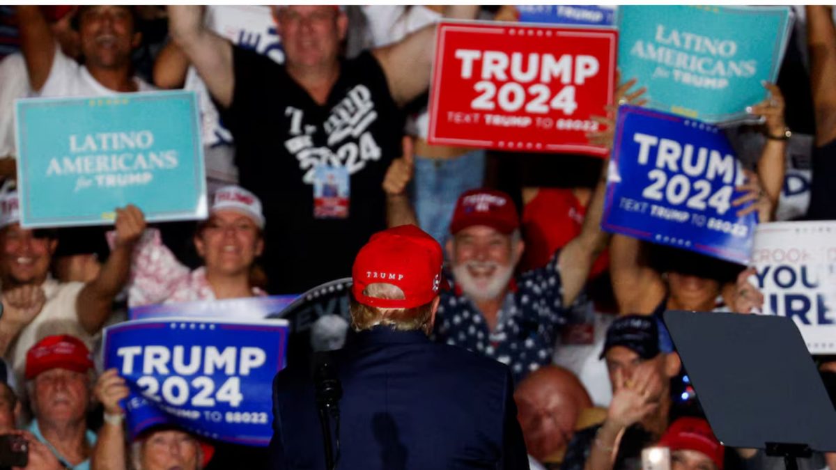 Republican presidential candidate and former U.S. President Donald Trump looks towards his supporters during a campaign rally. Reuters. Republican presidential candidate and former U.S. President Donald Trump looks towards his supporters during a campaign rally. Reuters.