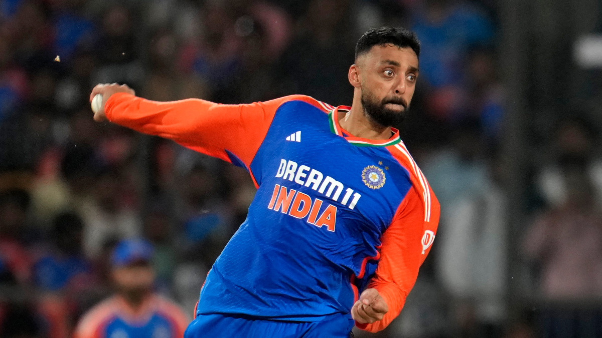 India leg-spinner Varun Chakravarthy bowls during the first T20I against Bangladesh in Gwalior. AP India leg-spinner Varun Chakravarthy bowls during the first T20I against Bangladesh in Gwalior. AP